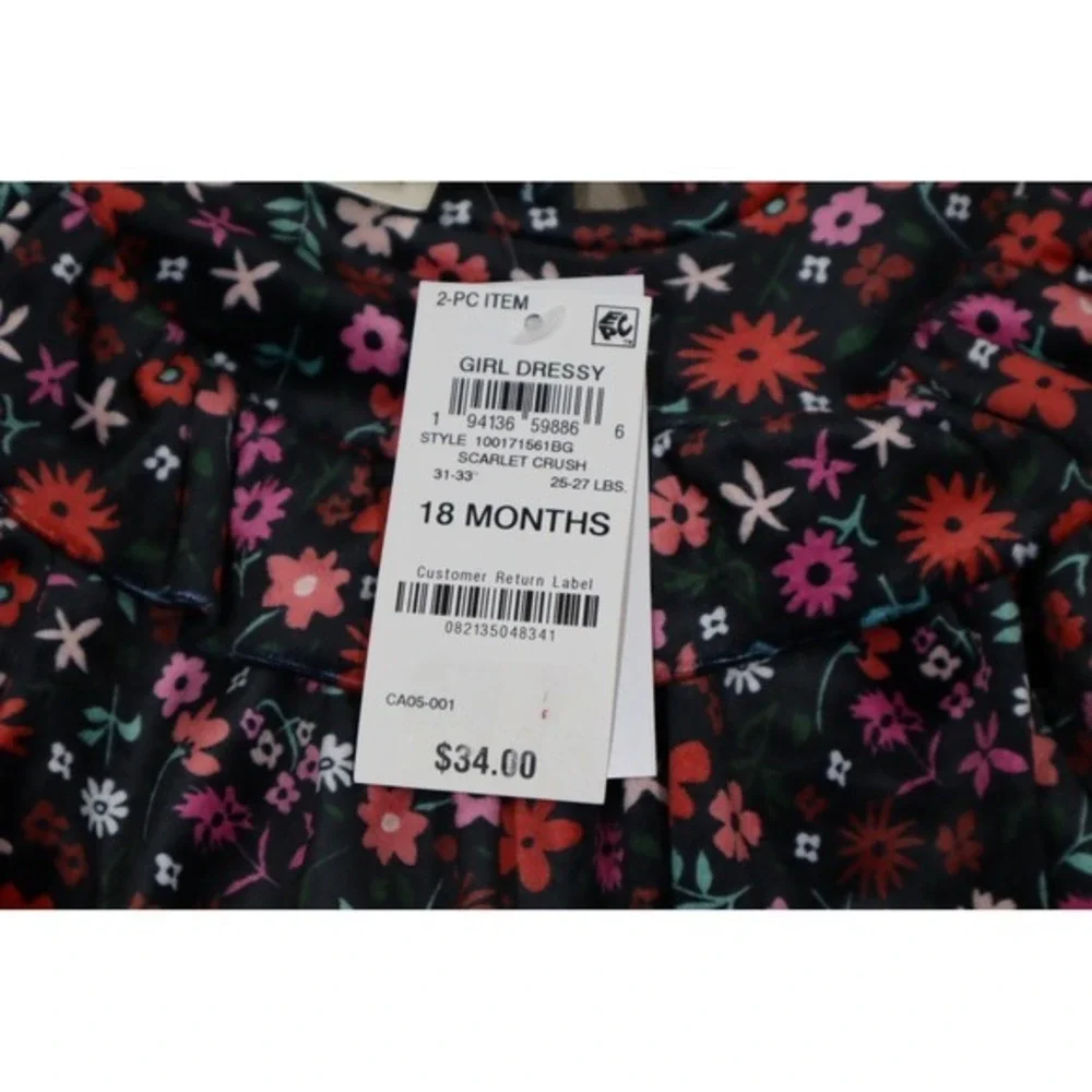 First Impressions Baby‎ Girls Floral Ruffled Dress - Scarlet Crush Floral - 18M